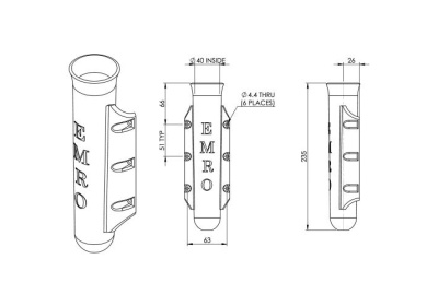 72058_emro_m200b_universal_rod_holder_black_dimensions_1