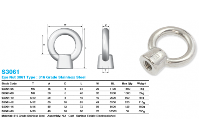 s3061_eye_nut_3061_type_dimensions